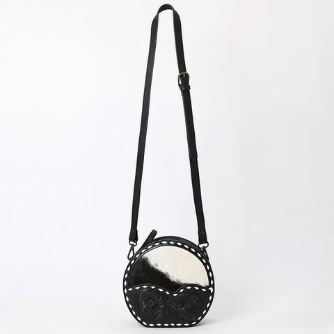 ADBGZ877 Round Cowhide & Hand-Tooled Leather Canteen Bag | American Darling