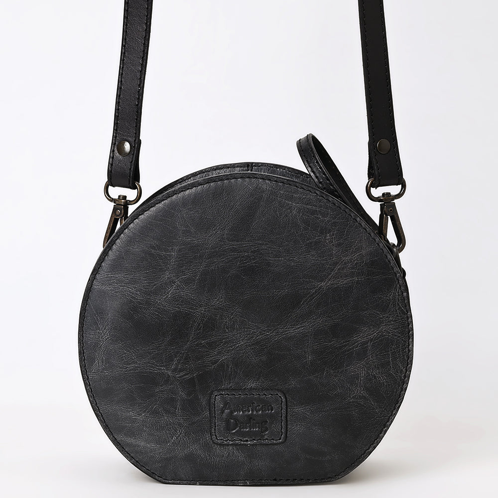 ADBGZ877 Round Cowhide & Hand-Tooled Leather Canteen Bag | American Darling
