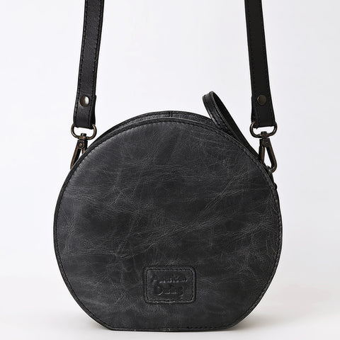 ADBGZ877 Round Cowhide & Hand-Tooled Leather Canteen Bag | American Darling