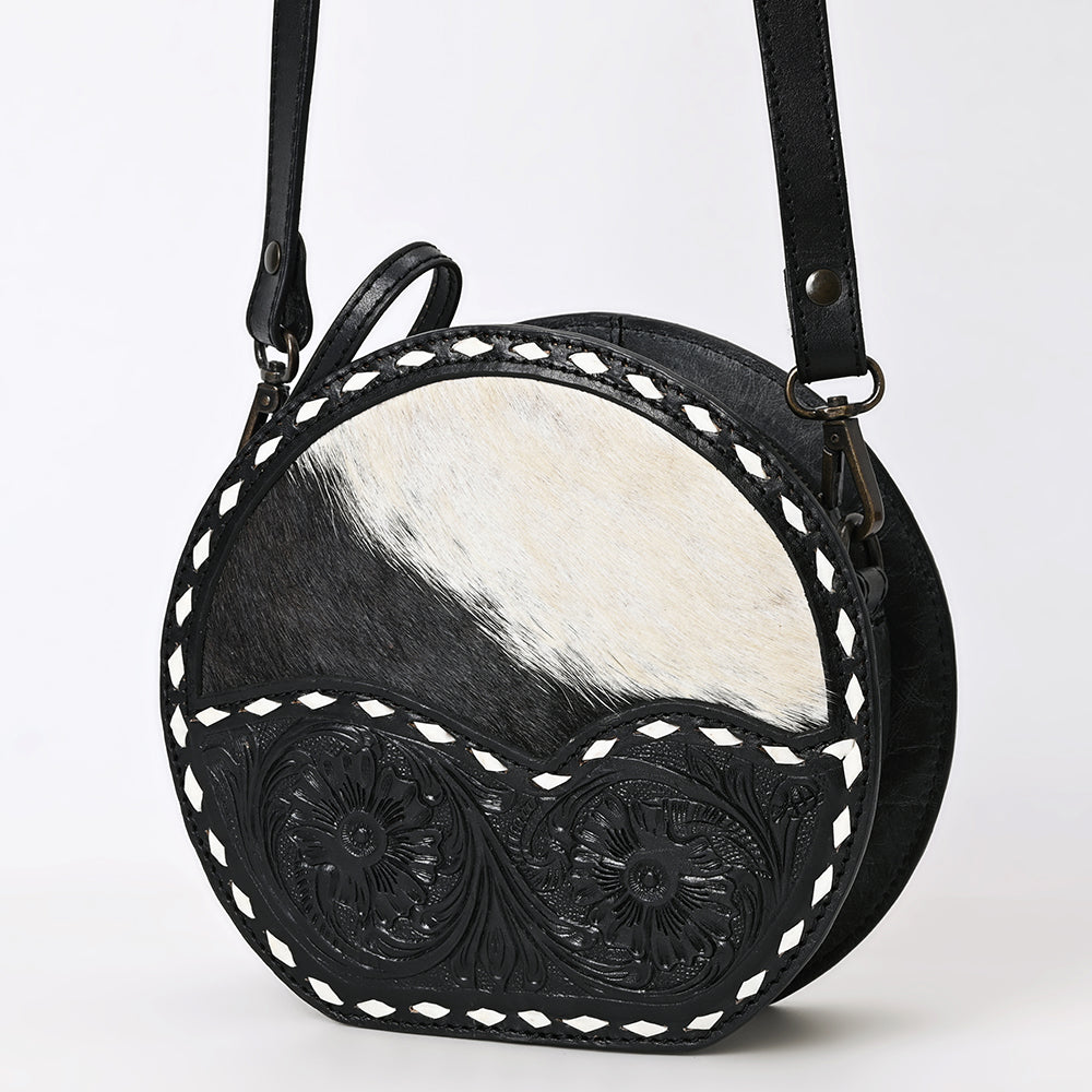 ADBGZ877 Round Cowhide & Hand-Tooled Leather Canteen Bag | American Darling