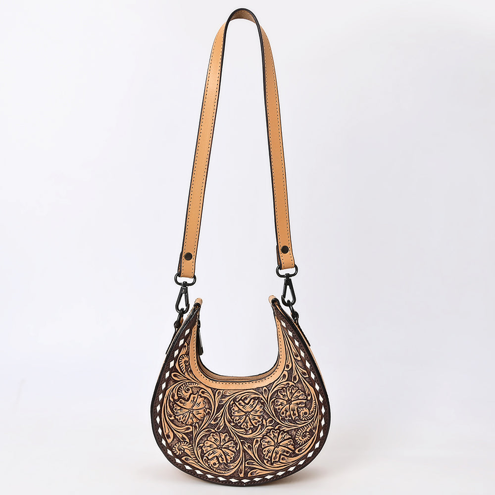 ADBGZ878 Half-Moon Hand-Tooled Leather Hobo Bag | American Darling