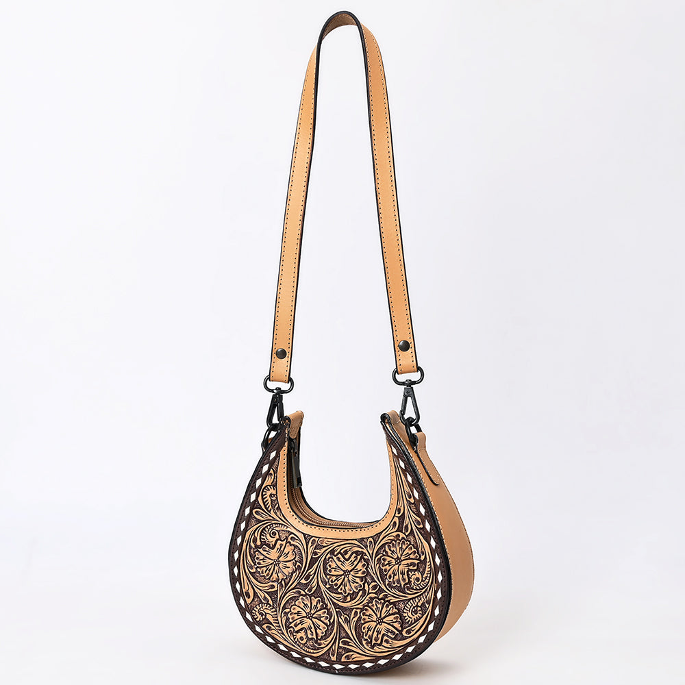 ADBGZ878 Half-Moon Hand-Tooled Leather Hobo Bag | American Darling