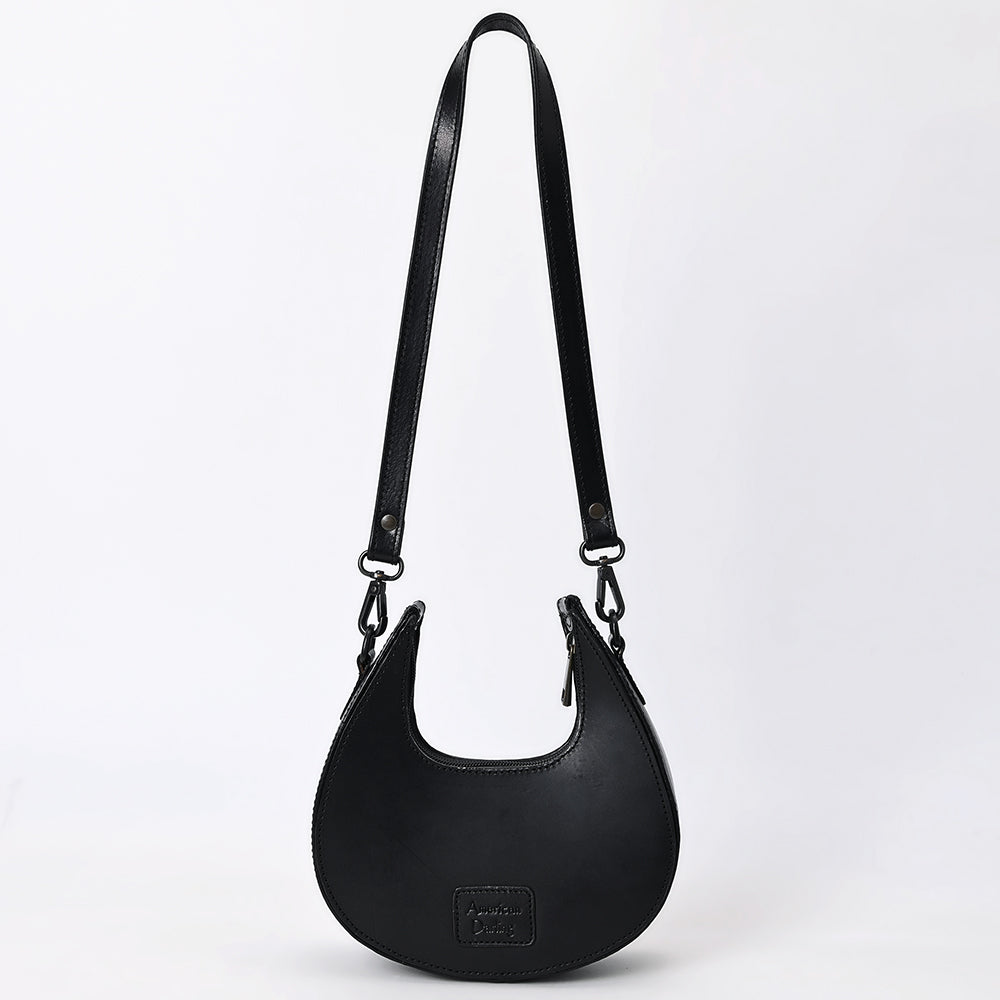 ADBGZ878B Black Half-Moon Hand-Tooled Leather Hobo Bag | American Darling