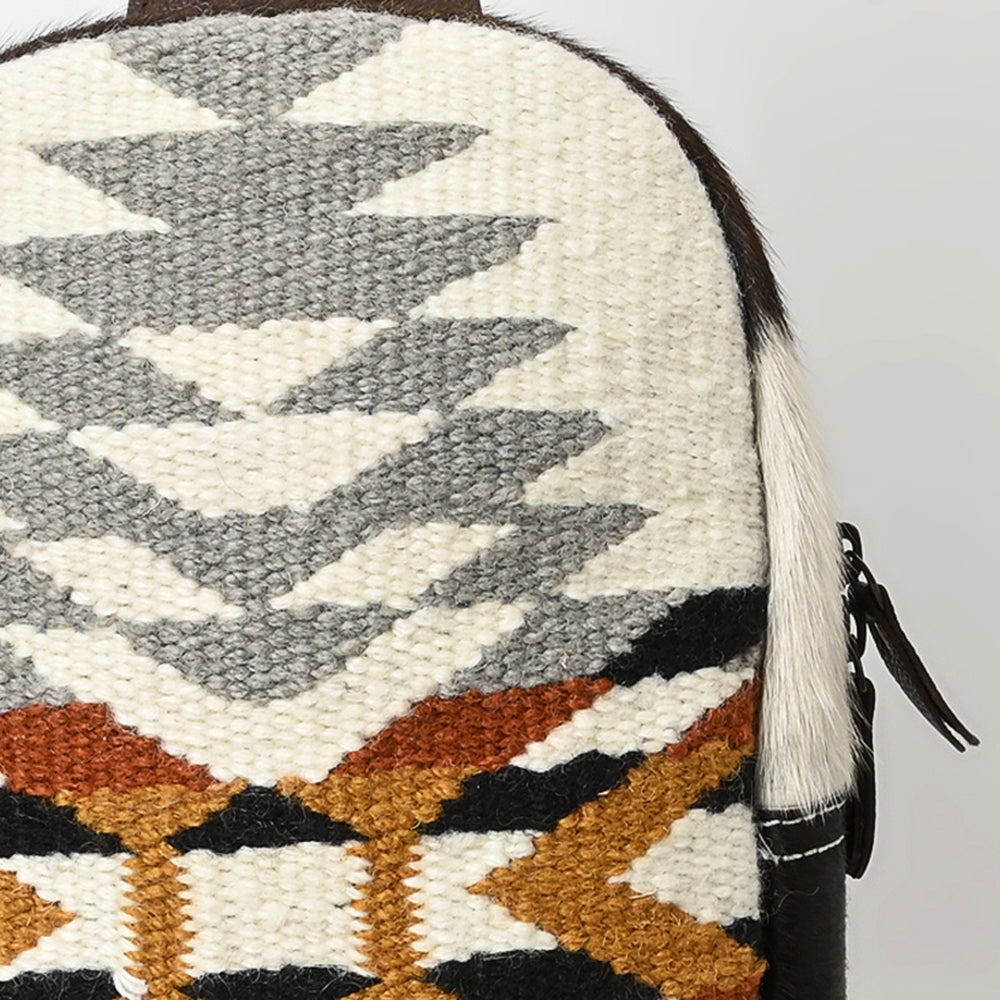 ADBGA631 Southwestern Wool Crossbody Sling Backpack with Cowhide & Buckle Strap