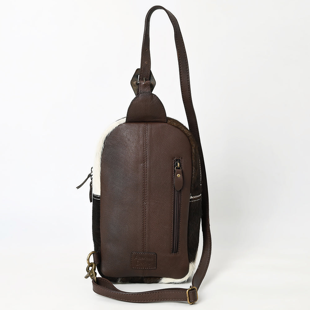 ADBGA631 Southwestern Wool Crossbody Sling Backpack with Cowhide & Buckle Strap