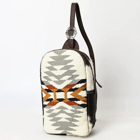 American Darling Hand Woven Saddle Blanket Hair-On Cowhide Genuine Leather Sling Bag