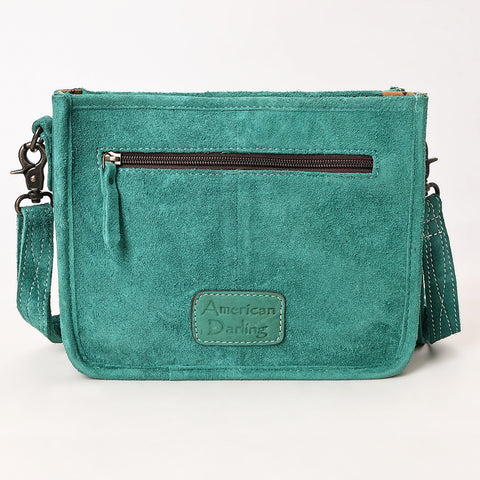 American Darling Western Genuine Suede Leather Crossbody Bag with Fringe & Buck Stitch Detailing