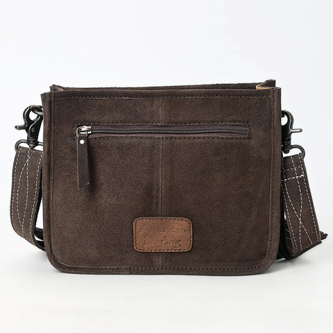 American Darling Western Genuine Suede Leather Crossbody Bag with Fringe & Buck Stitch Detailing