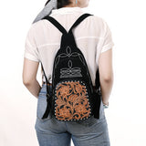 ADBG1573A Black Suede Sling Bag - Tooled Leather Floral Pocket