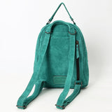 ADBG1574 Suede Western Backpack - Tooled Leather Floral Pocket