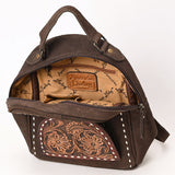 ADBG1574 Suede Western Backpack - Tooled Leather Floral Pocket