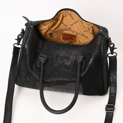American Darling Black Crocodile Embossed Western Leather Speedy Bag ï¿½ Genuine Vegetable Tanned Travel Bag
