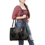 ADBG1561 Embossed Croc Leather Tote - Western Laptop & Travel Bag