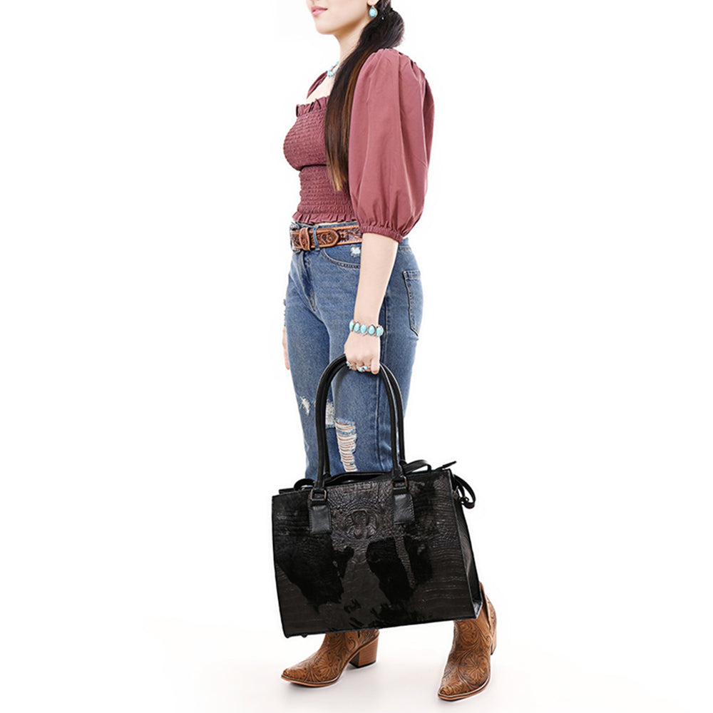ADBG1561 Embossed Croc Leather Tote - Western Laptop & Travel Bag