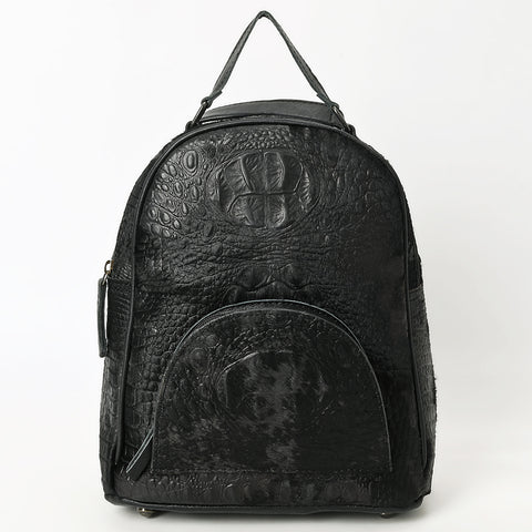 American Darling Western Backpack Bag Handcrafted from Black Crocodile Embossed Genuine Leather