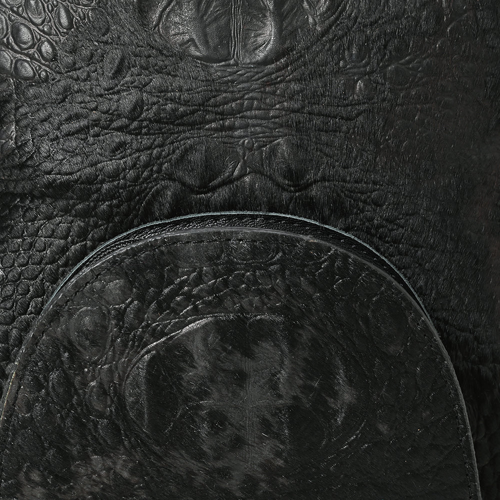 ADBG1564C Black Croc Embossed Leather Backpack - Western Urban Utility Pack