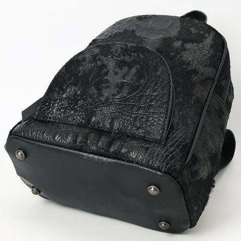 American Darling Western Backpack Bag Handcrafted from Black Crocodile Embossed Genuine Leather