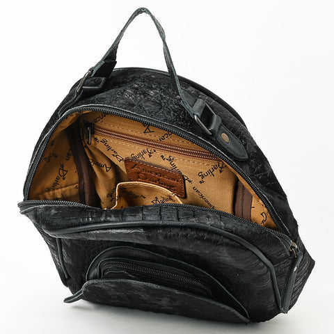 American Darling Western Backpack Bag Handcrafted from Black Crocodile Embossed Genuine Leather