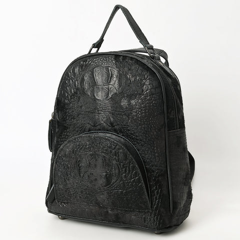 American Darling Western Backpack Bag Handcrafted from Black Crocodile Embossed Genuine Leather