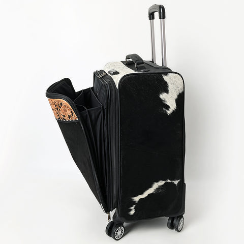 American Darling Western Genuine Leather Travel Case Tooled Detailing & Hair on cowhide Accents