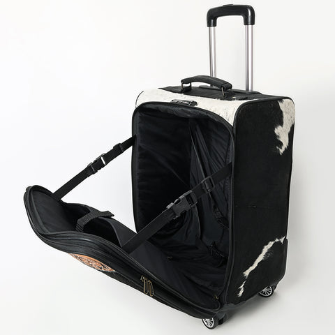 American Darling Western Genuine Leather Travel Case Tooled Detailing & Hair on cowhide Accents