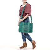 ADBG1577 Western Tote Bag - Suede with Hand-Stitched Accents