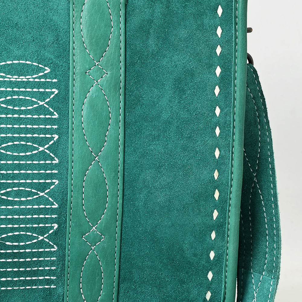 ADBG1577 Western Tote Bag - Genuine suede with Hand-Stitched Accents