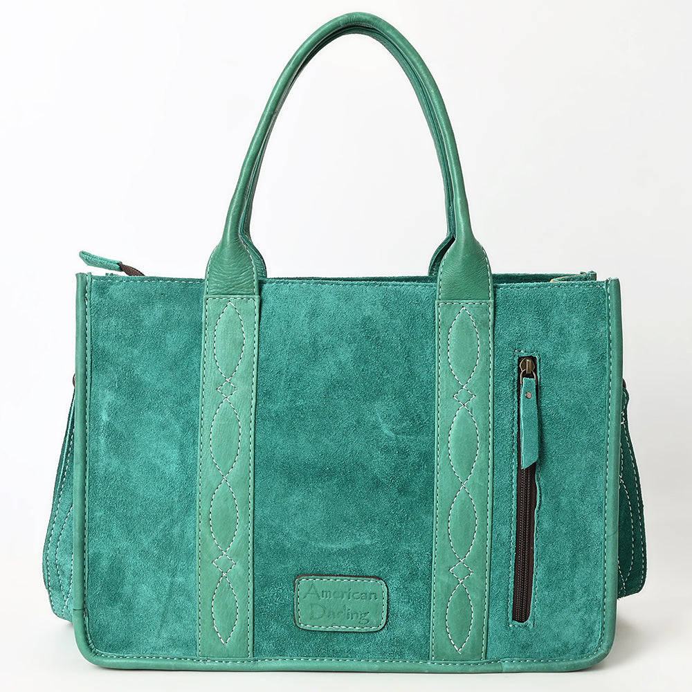 ADBG1577 Western Tote Bag - Genuine suede with Hand-Stitched Accents