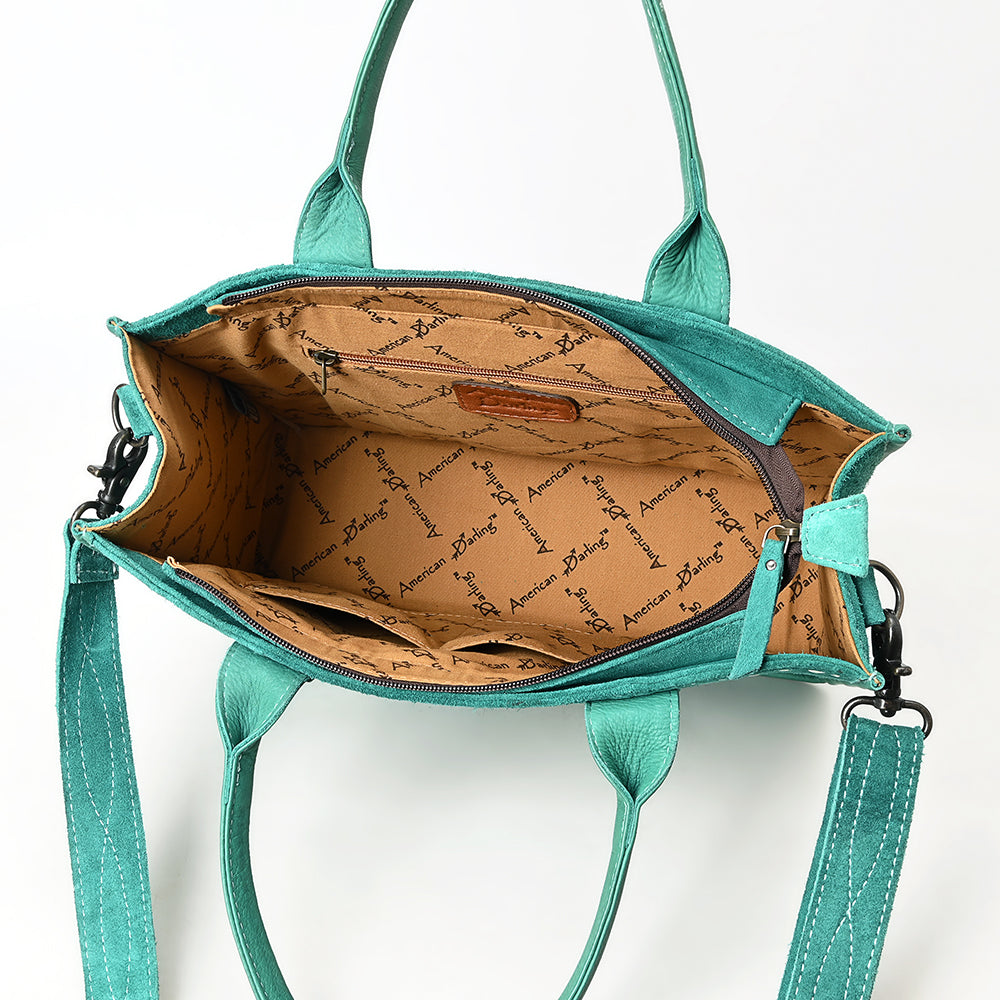 ADBG1577 Western Tote Bag - Genuine suede with Hand-Stitched Accents