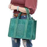 ADBG1577 Western Tote Bag - Suede with Hand-Stitched Accents