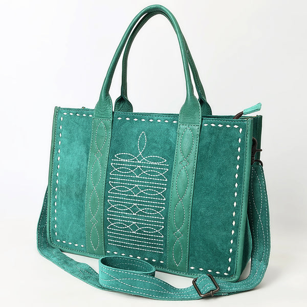 ADBG1577 Western Tote Bag - Suede with Hand-Stitched Accents