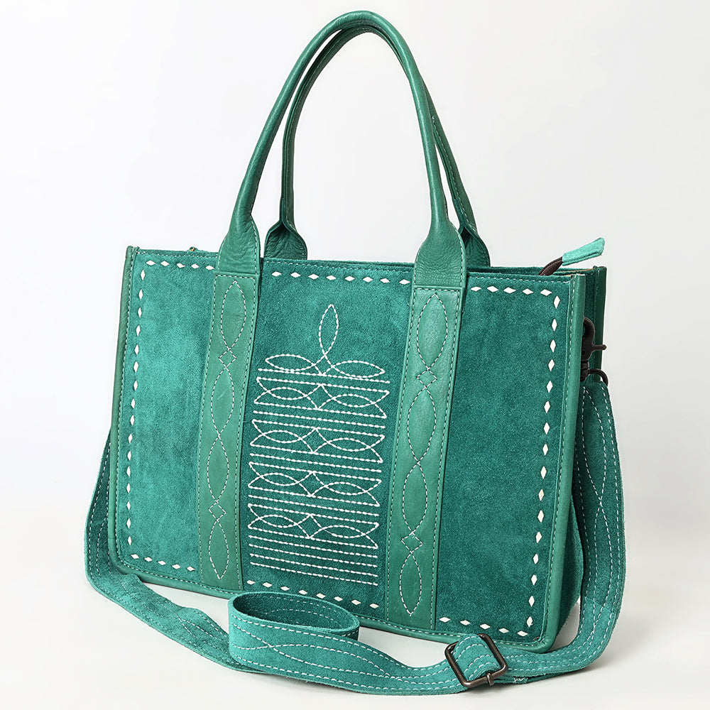 ADBG1577 Western Tote Bag - Genuine suede with Hand-Stitched Accents
