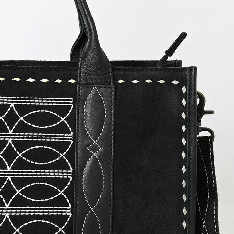 American Darling Black Western Genuine suede Leather Tote Bag with Handcrafted Detailing & Premium Craftsmanship