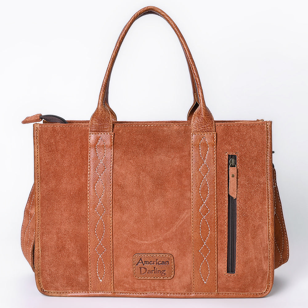 ADBG1577 Western Tote Bag - Genuine suede with Hand-Stitched Accents