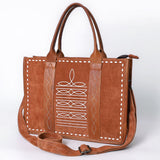 ADBG1577 Western Tote Bag - Suede with Hand-Stitched Accents
