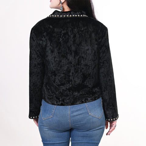 American Darling Black Velvet Fabric Jacket Western Studded Concho Top