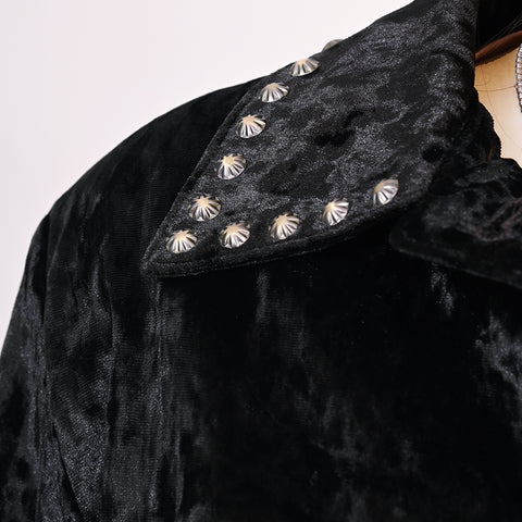 American Darling Black Velvet Fabric Jacket Western Studded Concho Top