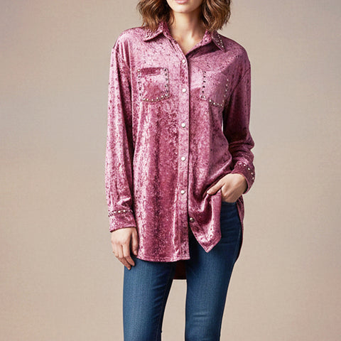 American Darling Western Pink Jacket Studded Boho Button Down