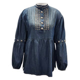 ADDR016 100% cotton Denim Women shirt Jacket Dress Tunic Ladies Girl Top