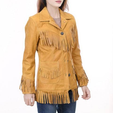 ADJKTLTR07 Genuine Leather Women Shirt Jacket Dress