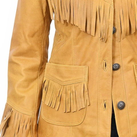 ADJKTLTR07 Genuine Leather Women Shirt Jacket Dress