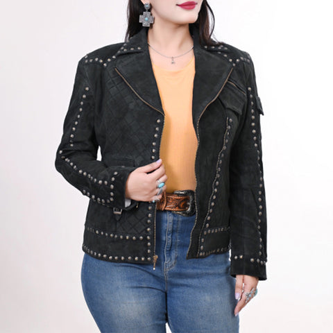 ADJKTLTR11 Genuine Leather Women Shirt Jacket Dress