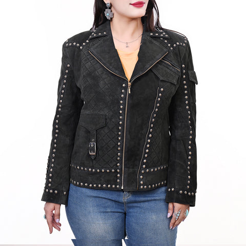 ADJKTLTR11 Genuine Leather Women Shirt Jacket Dress