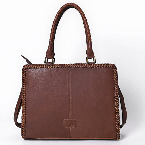 ADBGM489 Desert Road Applique Leather Tote - Western Cactus & Mountain Landscape Handbag