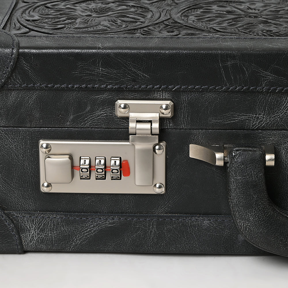 ADBGZ882 Hand-Tooled Leather Jewelry Case with Combination Locks | American Darling
