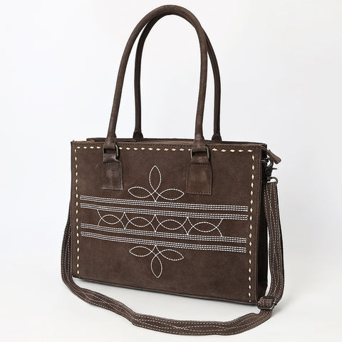 American Darling Western Genuine Suede Leather Tote Bag with Buck Stitching | Handcrafted Everyday Tote