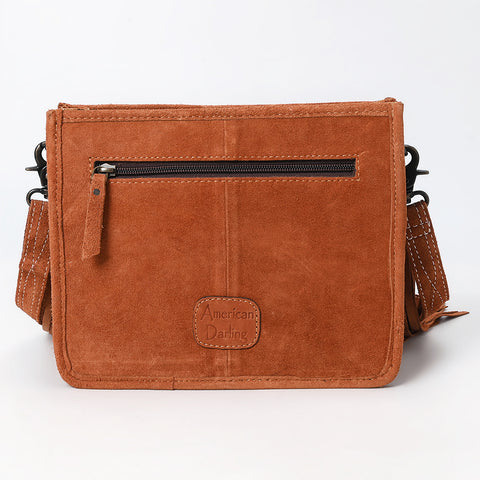 American Darling Western Genuine Suede Leather Crossbody Bag with Fringe & Buck Stitch Detailing