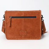 ADBG1572 Suede Fringe Crossbody - White Stitch Western Bag