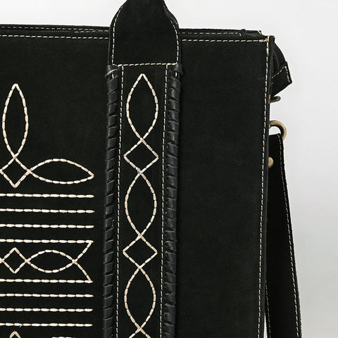 American Darling Boot Stitched Braided Genuine Suede Leather Tote Bag