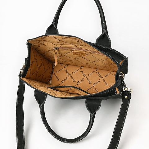 American Darling Boot Stitched Braided Genuine Suede Leather Tote Bag